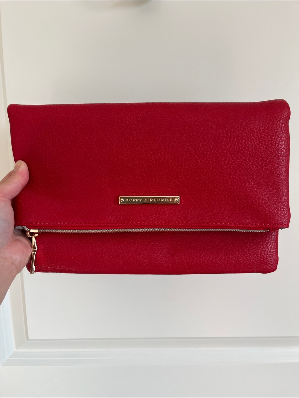 Poppy & Peonies Red Fold-Over Clutch